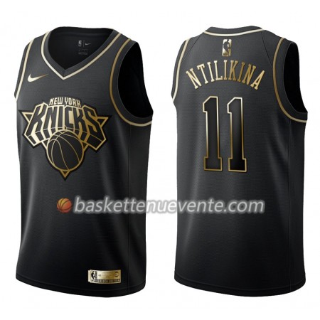 Maillot Basket New York Knicks Frank Ntilikina 11 Nike Noir Gold Edition Swingman - Homme